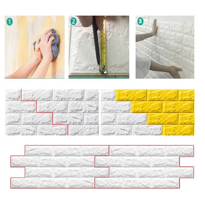 Modern 3D Wall Stickers - Brick like Self Adhesive Wallpaper