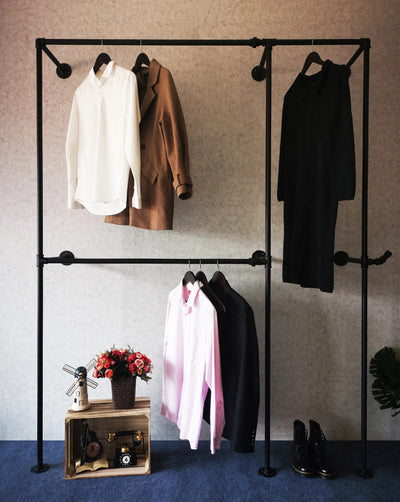 Pipe Clothing Rack, Industrial Garment Rack, Wall Mounted Coat Rack