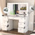 Modern white Dresser with Vanity Mirror-  Crystal Knobs (charging  Port)