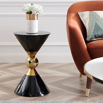 Modern luxury small / Large Black side table- black white & Gold  corner coffee table