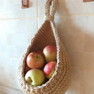Wall Hanging Fruit Vegetable Basket- Woven Teardrop Plant Basket