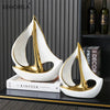 Ceramics Luxury Sailboat Sculpture Post-modern Living Room Ornaments