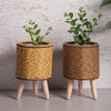 straw Flower Pot- Woven Flower Basket With Removable Legs