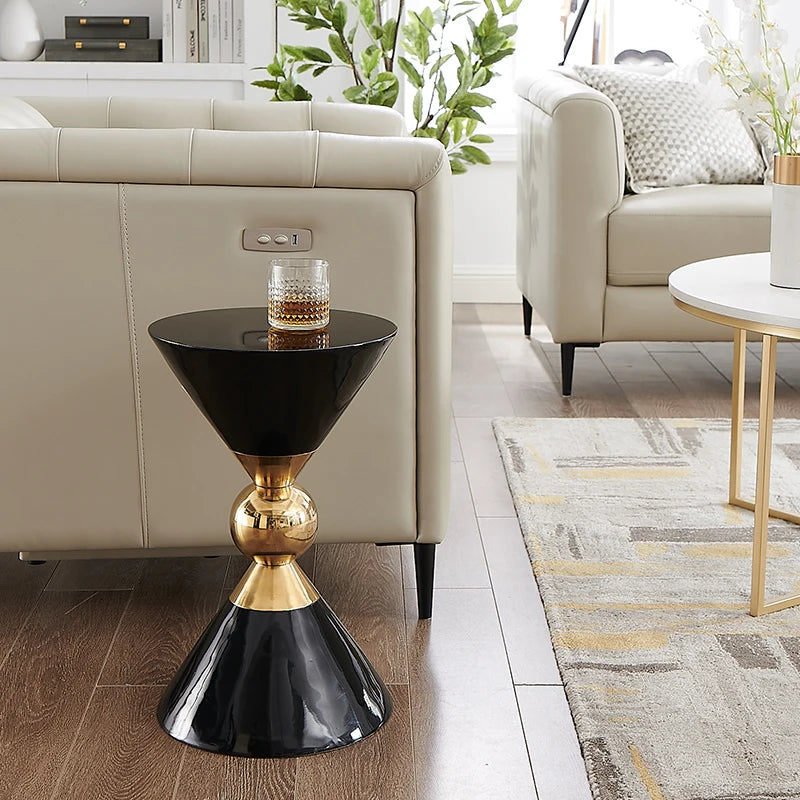 Modern luxury small / Large Black side table- black white & Gold  corner coffee table