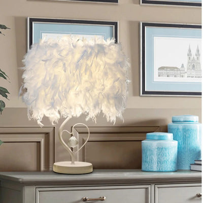 Modern White Feather Lamp for table