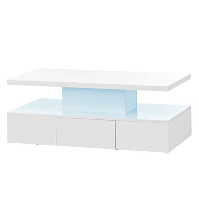 Modern 2-Tier Rectangle Coffee Table With Drawer