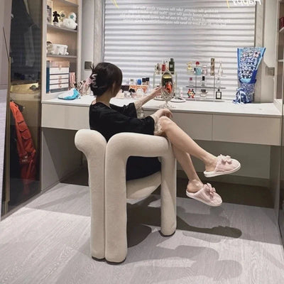 Modern white Luxury Backrest Dining Chairs- Minimalist Living Room Furniture