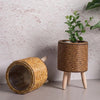 straw Flower Pot- Woven Flower Basket With Removable Legs