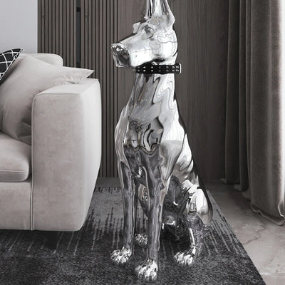 Doberman Statues -Luxury Electroplating  Large Floor Dog Sculpture
