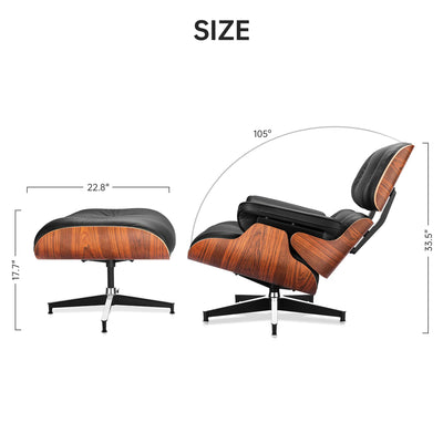 Genuine Leather Chair -with ottoman