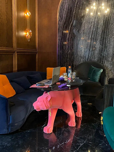 Modern Luxury Leopard Coffee Table - Animal Sculpture Side Table