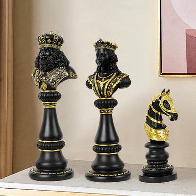 Modern Chess Piece Set- Black Chess Pieces