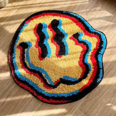 Trippy Smiling Face Rug- trippy art
