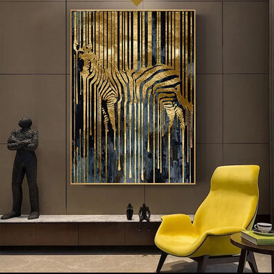 Golden Zebra Abstract Paintings