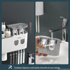 Modern -Magnetic Adsorption Inverted Toothbrush Holder: Automatic Wall Mounted  Toothpaste Squeezer/ Storage Rack Organizer