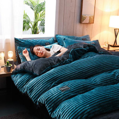 Green Velvet Blanket Bed set- Modern Velvet Blanket
