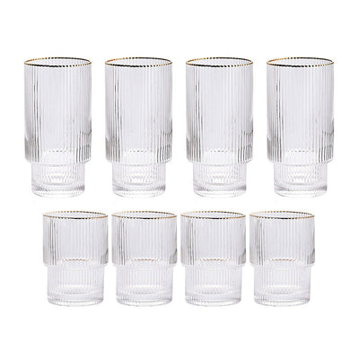 Stackable Gold Rim Ripple Drinking Glass