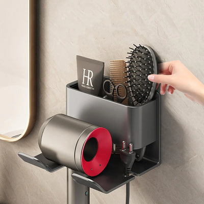 Wall Mounted Hair Dryer Holder - Hairdryer Organizer Storage Box