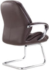 Modern Brown  Leather and Chrome Side Chair with Aluminum Base - Comfy office Chair