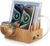 Modern Bamboo Charging Station for Multi-Device- Charging Dock Stand (Include 6 Charger Cables, Watch Stand, NO USB Charger)